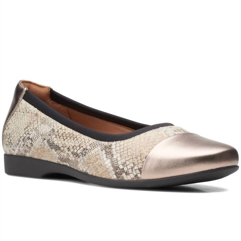 NEW CLARKS women's un darcey cap 2 flat shoes in ivory beige